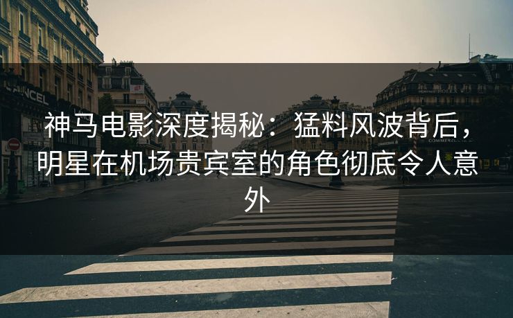 神马电影深度揭秘：猛料风波背后，明星在机场贵宾室的角色彻底令人意外
