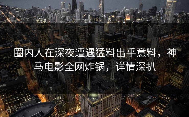 圈内人在深夜遭遇猛料出乎意料,神马电影全网炸锅,详情深扒