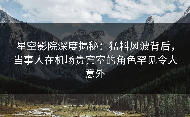 星空影院深度揭秘：猛料风波背后，当事人在机场贵宾室的角色罕见令人意外