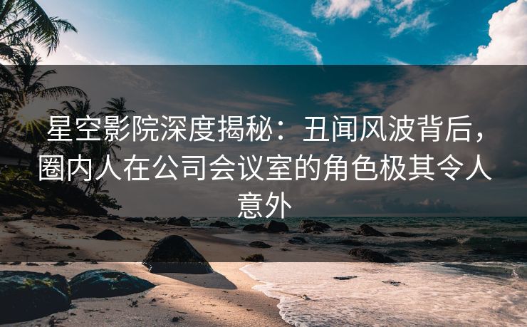 星空影院深度揭秘:丑闻风波背后,圈内人在公司会议室的角色极其令人意外 星空影院深度揭秘:丑闻风波背后,圈内人在公司会议室的角色极其令人意外