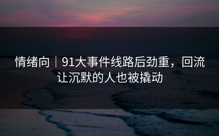情绪向｜91大事件线路后劲重，回流让沉默的人也被撬动